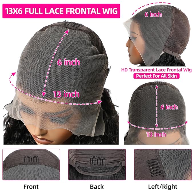 Lemoda 13x6 Full Lace Frontal Wig 180% Density Straight Lace Front Wigs Human Hair HD Transparent Lace Glueless Wig Pre Plucked 15A Brazilian Virgin Human Hair Wigs for Women 30 Inch