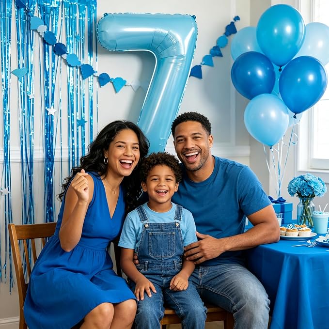 40 Inch Light Blue Number 7 Balloon | 7 Birthday Balloon - Image 3