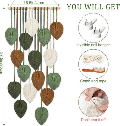 Vertical Macrame Wall Hanging Boho Home Decor Long Narrow Chic Wall Art | - Image 2
