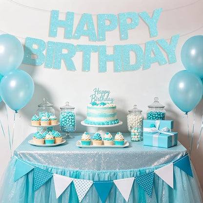 BEISHIDA Pre-Strung Light Blue Happy Birthday Banner Party Sign Decoration | - Image 6