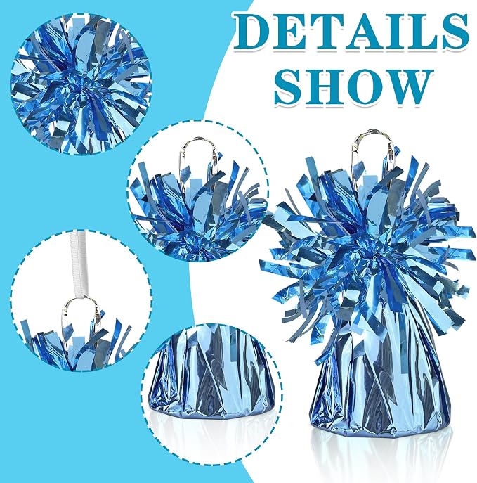 16 PCS Metallic Wrapped Balloon Weights Light Blue Heavy Balloon Weight - Image 3