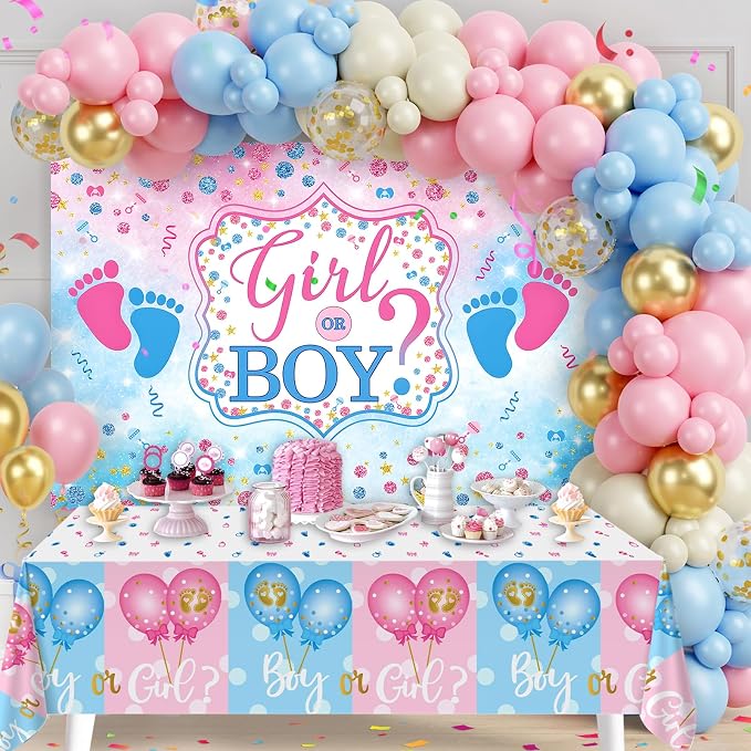 Baby Gender Reveal Decorations, Boy or Girl Gender Reveal Backdrop Party by Staraise