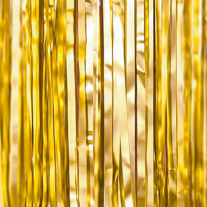 PartyWoo Gold Tinsel Streamers 8.2FT 3pcs Foil Fringe Curtain Backdrop | Gold - Image 2