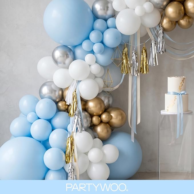 PartyWoo Baby Blue Balloons 152pcs Different Sizes of 18 12 10 5 Inch Light - Image 8