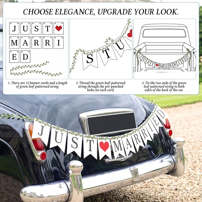 Vintage Just Married Banner - Image 4