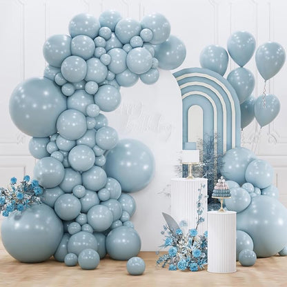 PartyWoo Dusty Blue Balloons 152pcs Different Sizes of 18 12 10 5 Inch Light by PartyWoo