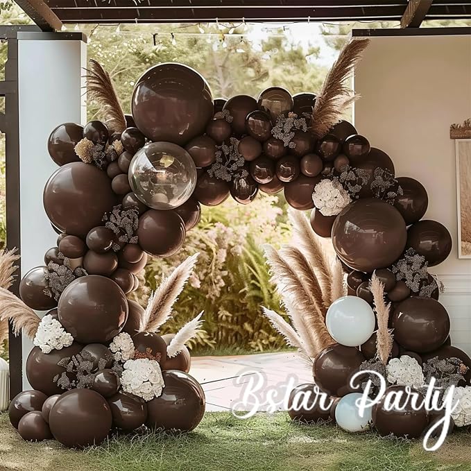 Double Stuffed Dark Brown Balloon Garland Arch Kit | 18/12/10/5inch Different - Image 3