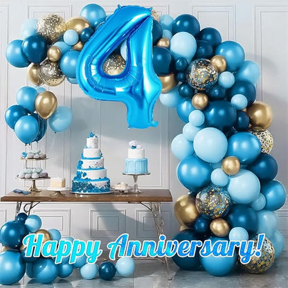 Blue Number 4 Balloon 40 Inch, Big Large Foil Helium Number Balloons, Jumbo - Image 6
