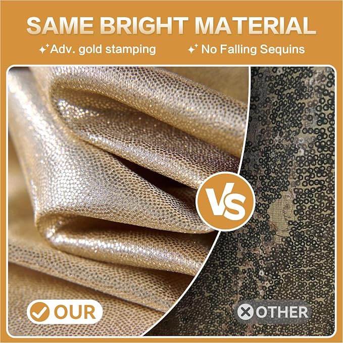 gogoparti 20x12FT Champagne Sequin Backdrop Curtain-4 Panels of 5x12FT - Image 3