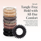 Kitsch Spiral Hair Ties for Women – Hair Ties No Damage, Ponytail Holders for Thick and Thin Hair – Creaseless and Dent-Free Coil, Phone Cord Style | Ideal Gifts for Women - 8pc Set, Brunette