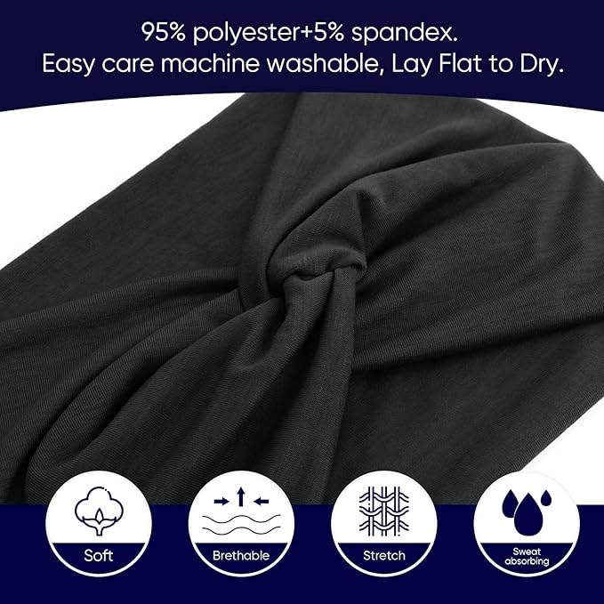 Extra Wide Headbands for Women Large Turban Headband Non Slip Boho Elastic Hairband Hair Twisted Knot Head Bands Accessories