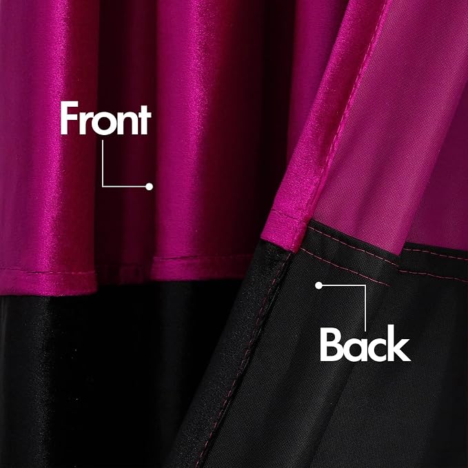 Modern Hot Pink Black Velvet Curtains Luxury 102 inch - Image 3