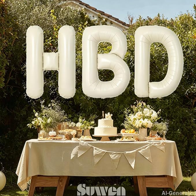 SUWEN 40 Inch Cream Large Z Letter Balloons Big Foil Helium A-Z | Jumbo Mylar - Image 3