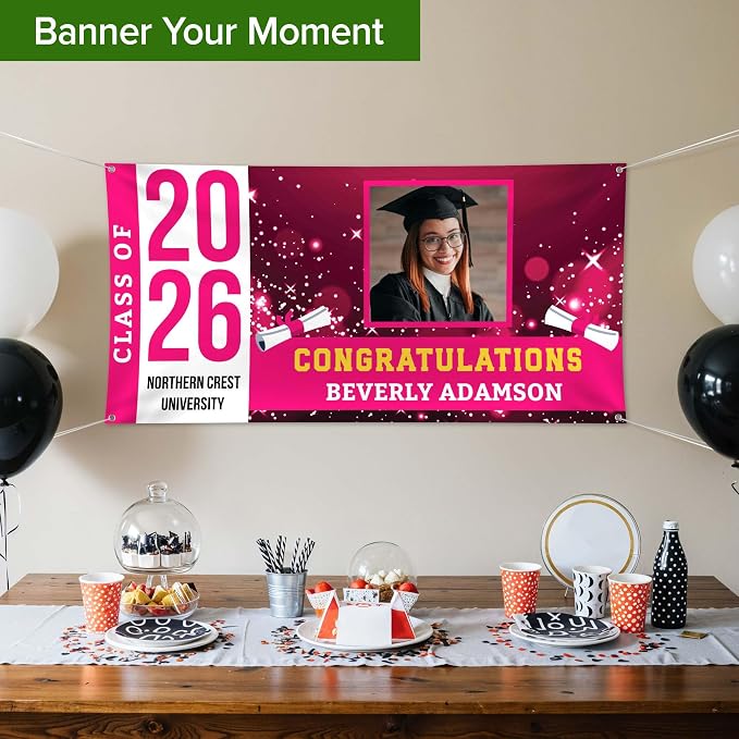 Graduation Banner, Personalized Class of 2026 Photo Graduation Decorations - Image 3
