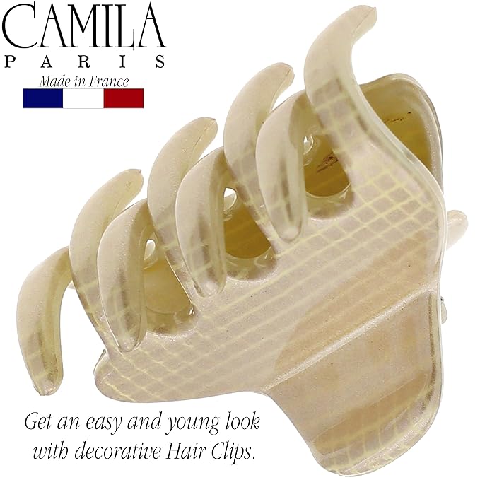 Camila Paris CP3195 French Hair Clip for Women, Small, Gold 2 inches Girls Hair Claw Clips Jaw Fashion Durable and Styling Hair Accessories for Women, Strong Hold No Slip Grip, Made in France