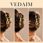 Gold Hair Clips for Women Flower and Double Row Small Claw Clips for Thin/Medium Fine Hair - Nonslip Jaw Clips