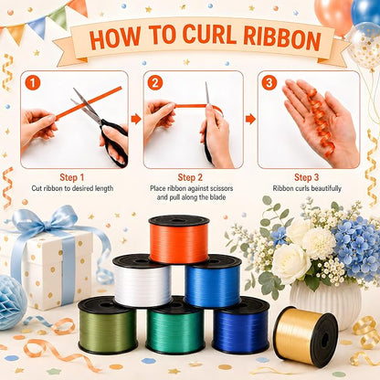 BEISHIDA 4 Pack 100 Yard Blue Orange Gold Curling Crimped Ribbon Balloon String - Image 3