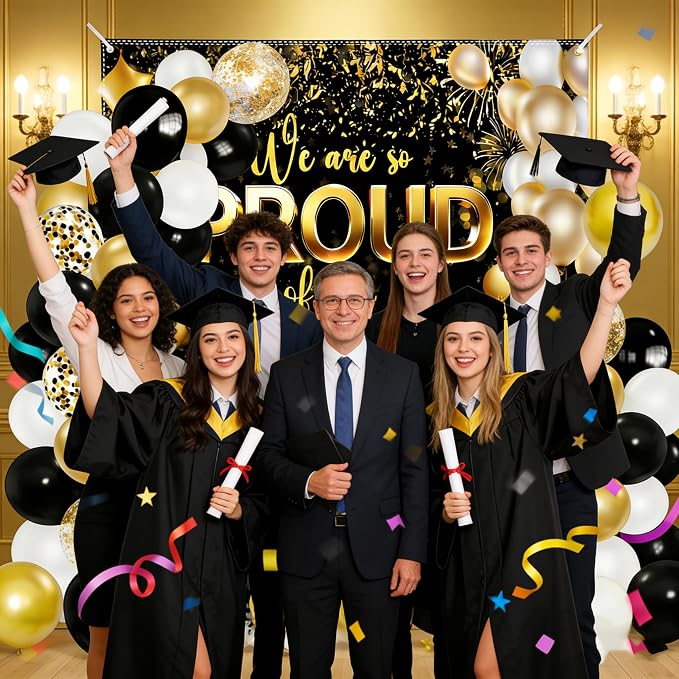 55 PCS We Are So Proud of You Party Kit – 6x4ft Graduation Banner Backdrop - Image 6