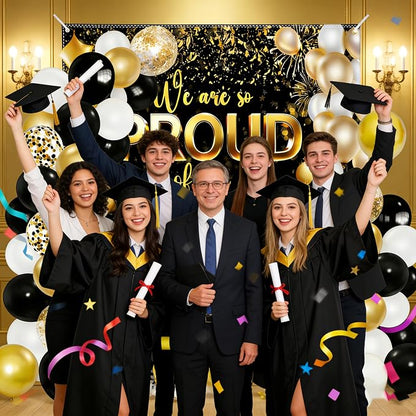55 PCS We Are So Proud of You Party Kit – 6x4ft Graduation Banner Backdrop - Image 6