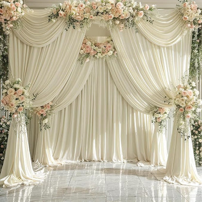 6 Panels Backdrop Curtains for Wedding Party Wrinkle Free Beige Backdrops - Image 9