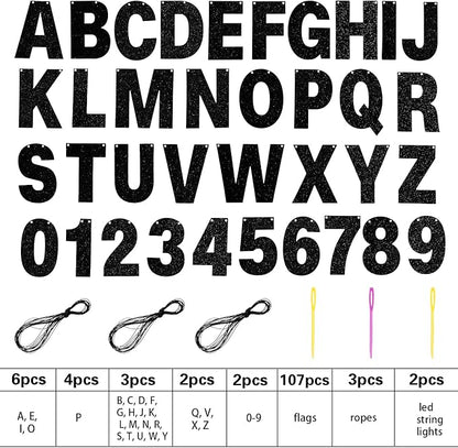 TaoBary 112 Pcs DIY Letter Kit Glitter Customizable Banner Letters Include 107 - Image 4