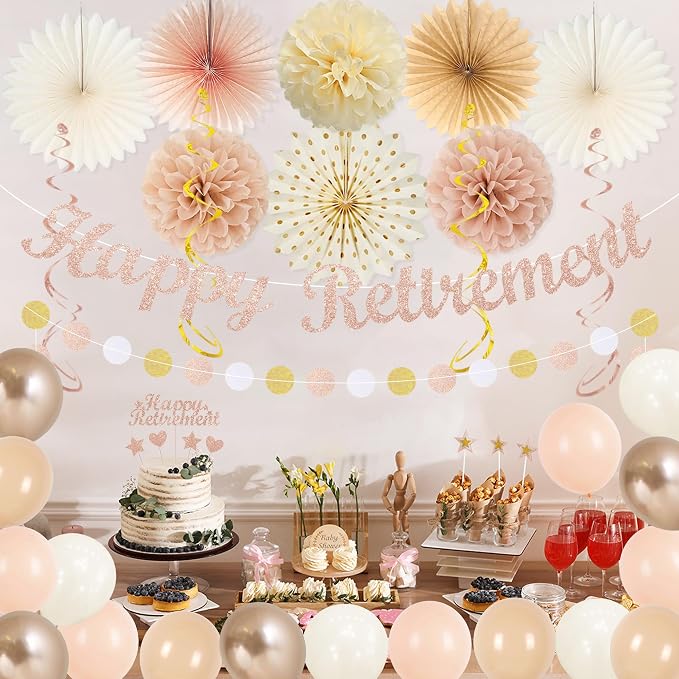 Vlipoeasn Champagne Gold Beige Retirement Decorations - Image 8