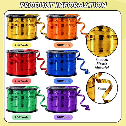 TONIFUL 6 Colors Shiny Rainbow Curling Ribbon Balloon String - Image 2