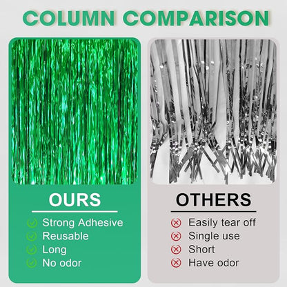 Voircoloria Green Foil Fringe Backdrop Curtains, 3.3 x 6.6 ft, Birthday Party - Image 5