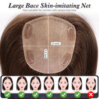 starluck Hair Toppers with Bangs for Women, 5 * 5.5" Large Base, Brown Real Human Toppers for Thinning Hair and Gray Root Coverage