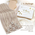 Ve Sunny Clip in Hair Extensions Real Human Hair Ash Blonde Highlight Bleach Blonde Hair for Women Hair Extensions Clip ins Long Double Weft 120g 24inch 7pcs