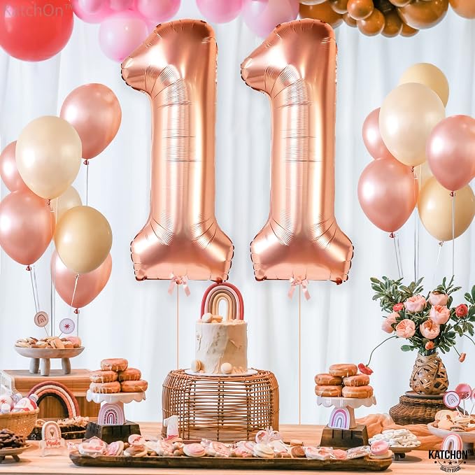 KatchOn Rose Gold Number 11 Balloon 40 Inch, 11th Birthday Balloon Decor | 11th - Image 5