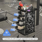 FreSup 6-Tier Salon Cart with Wheels, Stainless Steel Hair Salon Storage Tool Cart, Barber Station Trolley, Rolling Beauty Organizer for Hair Stylist, Makeup, Skincare, SPA, Tattoo （Upsized Tray）