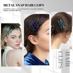 16 PCS Snap Hair Clips Metal Barrettes for Women Non Slip Barrettes for Thick and Thin Fine Hair,Bright Multiple Blue,2.36 x 0.43 Inches.