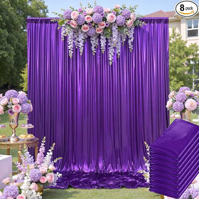 40ftx10ft Shimmer Purple Sequin Backdrop Curtain by LeegleriTableSkirt