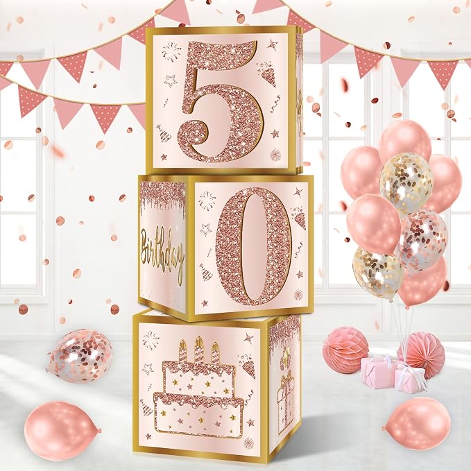 Guiruiy 3Pcs 50th Birthday Decorations Balloon Gift Boxes by Guiruiy