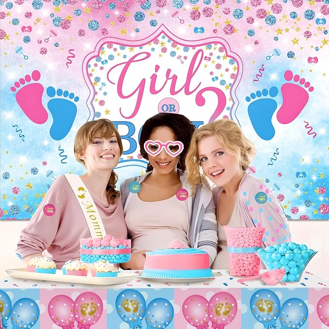Baby Gender Reveal Decorations, Boy or Girl Gender Reveal Backdrop Party - Image 4