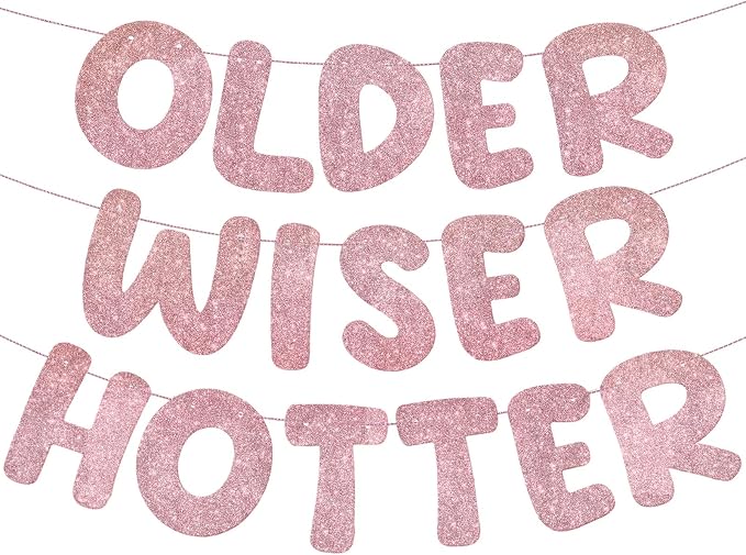 Fulmoon Set of 3 Pre Strung Older Wiser Hotter Glitter Banner Funny Birthday by Fulmoon