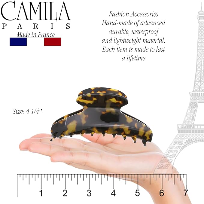 Camila Paris CP3030 French Hair Clip for Women Thick Hair for Long Curly Wavy Hair, Handmade Tokyo, Girls Hair Claw Clips, Durable Styling Big Claw Clip for Thick Hair, Strong Hold Grip Made in France