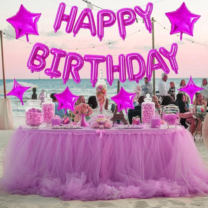 Happy Birthday Balloon Banner Hot Pink, 16 Inch Mylar Foil Letter Balloons - Image 8