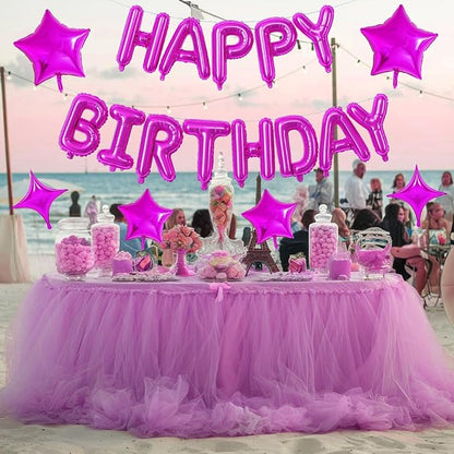 Happy Birthday Balloon Banner Hot Pink, 16 Inch Mylar Foil Letter Balloons - Image 8