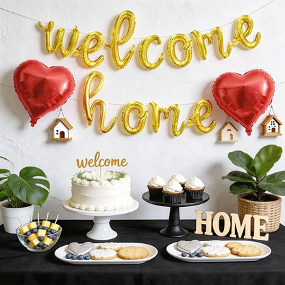 Welcome Home Balloons Red Gold, 16Inch Welcome Home Foil Banner - Image 4