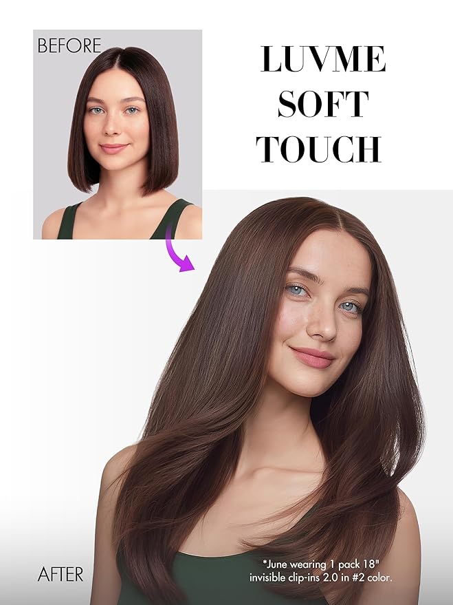 LUVME Invisible Clip in Hair Extensions Real Human Hair, 26 inch 110g 6Pcs, Natural Remy Human Hair Extensions Clip ins for Women, Natural Human Hair Silky Straight Highlight No.2