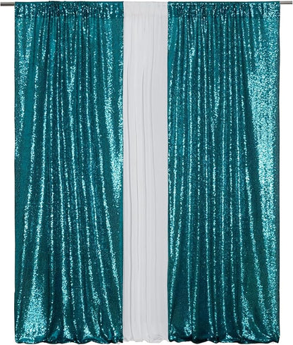 Eternal Beauty Teal 3mm Sequin Backdrop 2x8 Ft 2 Pack Wedding | Dense Sparkle - Image 4
