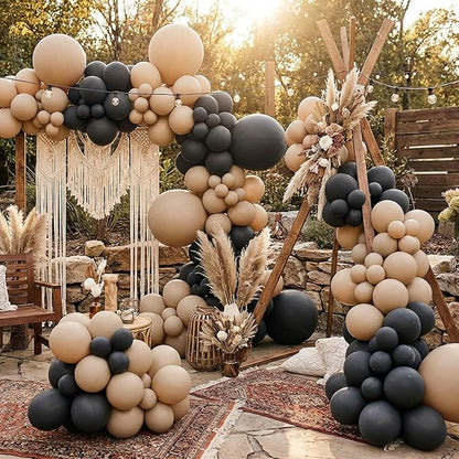 RUBFAC Light Brown Different Sizes Beige Vanilla Balloon Arch 129pcs | Neutral - Image 8