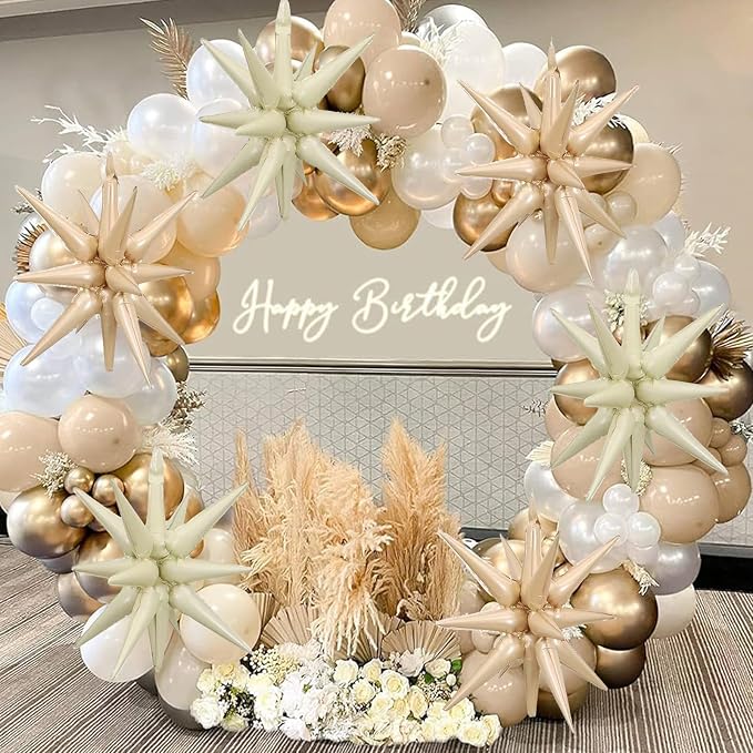 HILAVO 6PCS Star Balloons, 22Inch Large Cream Caramel Star Balloon Foil - Image 6