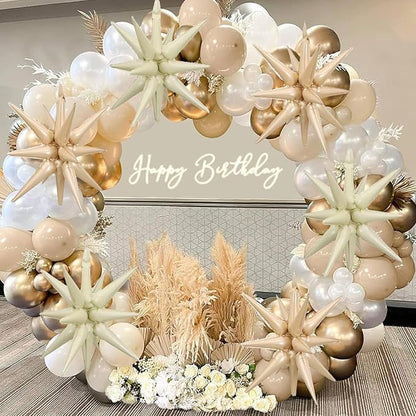 HILAVO 6PCS Star Balloons, 22Inch Large Cream Caramel Star Balloon Foil - Image 6