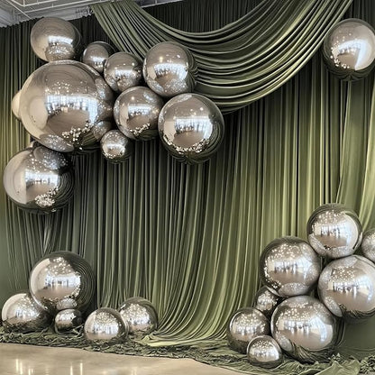 Silver Foil Balloons, 4D Round Mylar | Metallic Silver Inflatable Mirror - Image 8