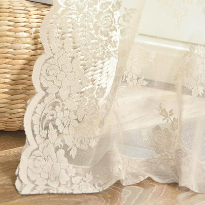 Kotile Short Beige Lace Curtains - Image 6