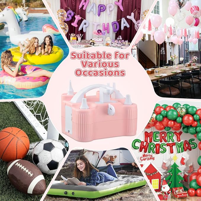 4-in-1 Electric Balloon Pump for All Balloons, Portable Dual Nozzle 600W Air - Image 8