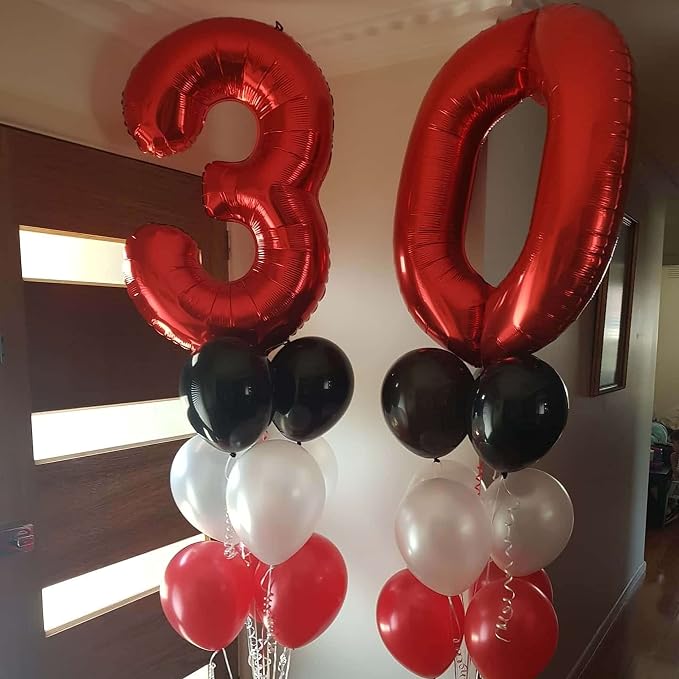 40 Inch Red Number 30 Balloons Giant 30 Balloons Red Dirty 30 Birthday Balloons - Image 5